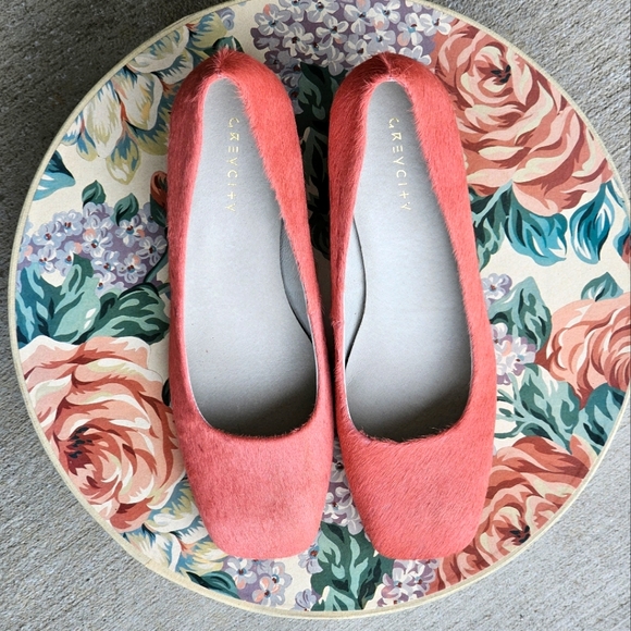 Greycity Calf Hair Genuine Leather Coral Pump Square Comfortable Heels Size 11 - Picture 7 of 16